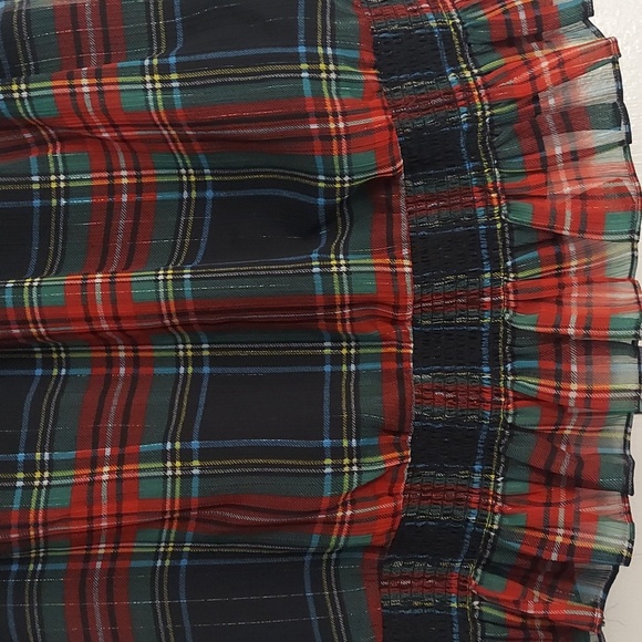 J Crew Sleeveless  Mockneck Tartan Print Ruffle Top Sz 2 - Picture 4 of 14